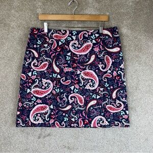 Talbots Skirt Womens 14 Blue Pink Paisley Cotton Blend Knee Length NEW- 2042*